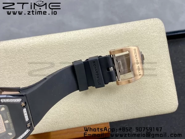 RICHARD MILLERM RM007 RM07-01 Ceramic BBA Best Edition Black dial with diamond centre on Black Rubber Strap - Super Clone Watch | 1:1 Best Version