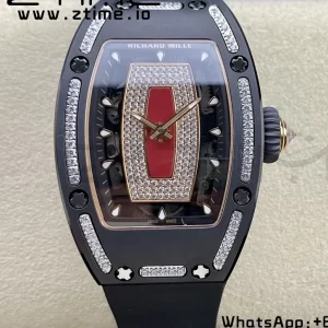 RICHARD MILLERM RM007 RM07-01 Ceramic BBA Best Edition Black dial with diamond centre on Black Rubber Strap - Super Clone Watch | 1:1 Best Version