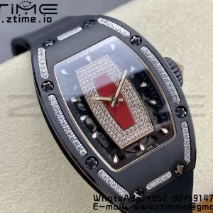 RICHARD MILLERM RM007 RM07-01 Ceramic BBA Best Edition Black dial with diamond centre on Black Rubber Strap - Super Clone Watch | 1:1 Best Version