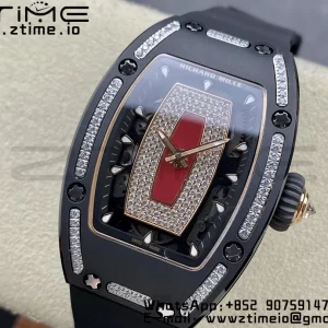 RICHARD MILLERM RM007 RM07-01 Ceramic BBA Best Edition Black dial with diamond centre on Black Rubber Strap - Super Clone Watch | 1:1 Best Version
