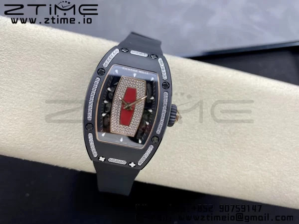 RICHARD MILLERM RM007 RM07-01 Ceramic BBA Best Edition Black dial with diamond centre on Black Rubber Strap - Super Clone Watch | 1:1 Best Version