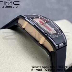 RICHARD MILLERM RM007 RM07-01 Ceramic BBA Best Edition Black dial with diamond centre on Black Rubber Strap - Super Clone Watch | 1:1 Best Version