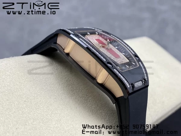 RICHARD MILLERM RM007 RM07-01 Ceramic BBA Best Edition Black dial with diamond centre on Black Rubber Strap - Super Clone Watch | 1:1 Best Version