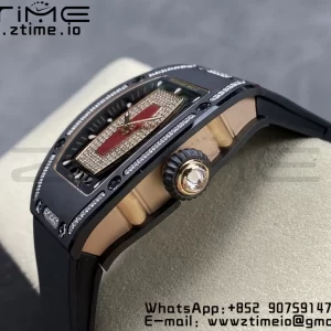 RICHARD MILLERM RM007 RM07-01 Ceramic BBA Best Edition Black dial with diamond centre on Black Rubber Strap - Super Clone Watch | 1:1 Best Version