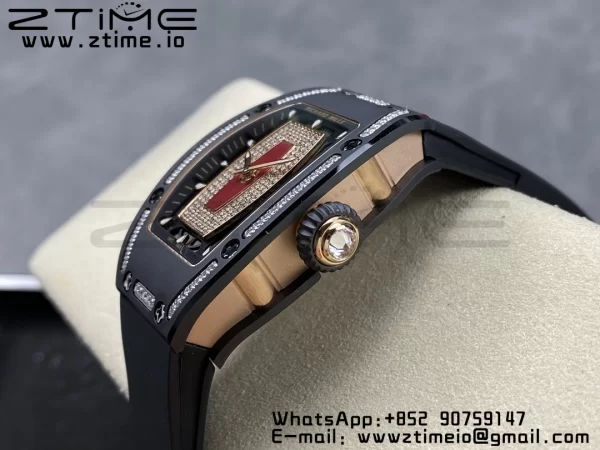 RICHARD MILLERM RM007 RM07-01 Ceramic BBA Best Edition Black dial with diamond centre on Black Rubber Strap - Super Clone Watch | 1:1 Best Version