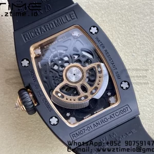 RICHARD MILLERM RM007 RM07-01 Ceramic BBA Best Edition Black dial with diamond centre on Black Rubber Strap - Super Clone Watch | 1:1 Best Version