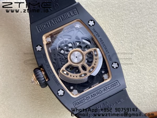 RICHARD MILLERM RM007 RM07-01 Ceramic BBA Best Edition Black dial with diamond centre on Black Rubber Strap - Super Clone Watch | 1:1 Best Version