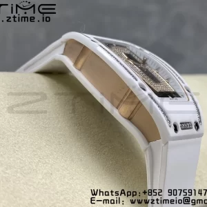 RICHARD MILLERM RM007 RM07-01 Ceramic BBA Best Edition Black dial with diamond centre on White Rubber Strap - Super Clone Watch | 1:1 Best Version