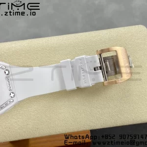 RICHARD MILLERM RM007 RM07-01 Ceramic BBA Best Edition Black dial with diamond centre on White Rubber Strap - Super Clone Watch | 1:1 Best Version