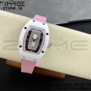 RICHARD MILLERM RM007 RM07-01 Ceramic BBA Best Edition Ροζ καντράν με διαμαντένιο κέντρο σε ροζ λουράκι από καουτσούκ - Super Clone Watch | 1:1 Best Version