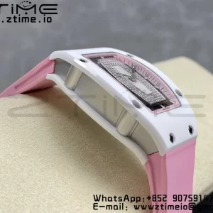 RICHARD MILLERM RM007 RM07-01 Ceramic BBA Best Edition Ροζ καντράν με διαμαντένιο κέντρο σε ροζ λουράκι από καουτσούκ - Super Clone Watch | 1:1 Best Version