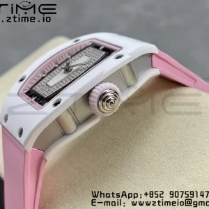 RICHARD MILLERM RM007 RM07-01 Ceramic BBA Best Edition Ροζ καντράν με διαμαντένιο κέντρο σε ροζ λουράκι από καουτσούκ - Super Clone Watch | 1:1 Best Version