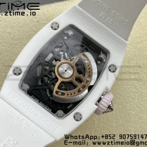 RICHARD MILLERM RM007 RM07-01 Ceramic BBA Best Edition Pink dial with diamond centre on White Rubber Strap - Super Clone Watch | 1:1 Best Version