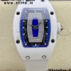 RICHARD MILLERM RM007 RM07-01 Ceramic BBA Best Edition Μπλε καντράν με διαμαντένιο κέντρο σε λευκό καουτσούκ λουράκι - Super Clone Watch | 1:1 Best Version