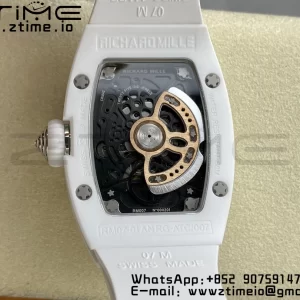 RICHARD MILLERM RM007 RM07-01 Ceramic BBA Best Edition Μπλε καντράν με διαμαντένιο κέντρο σε λευκό καουτσούκ λουράκι - Super Clone Watch | 1:1 Best Version