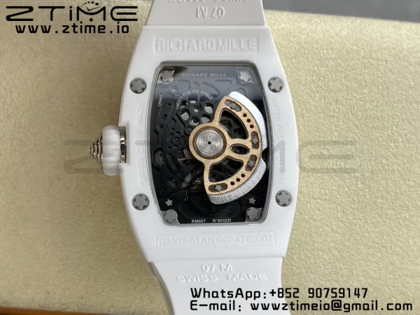 RICHARD MILLERM RM007 RM07-01 Ceramic BBA Best Edition Μπλε καντράν με διαμαντένιο κέντρο σε λευκό καουτσούκ λουράκι - Super Clone Watch | 1:1 Best Version