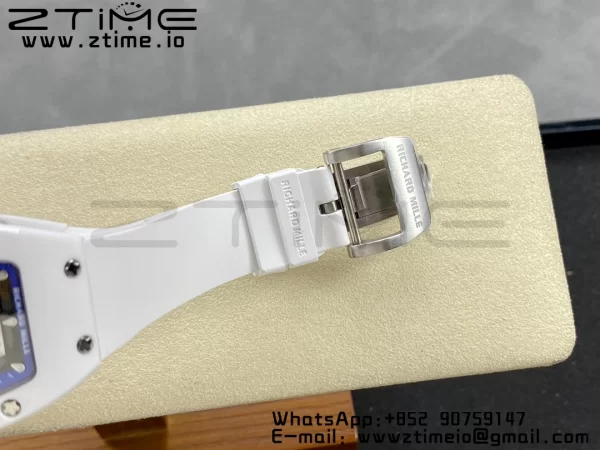 RICHARD MILLERM RM007 RM07-01 Ceramic BBA Best Edition Μπλε καντράν με διαμαντένιο κέντρο σε λευκό καουτσούκ λουράκι - Super Clone Watch | 1:1 Best Version