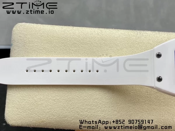 RICHARD MILLERM RM007 RM07-01 Ceramic BBA Best Edition Μπλε καντράν με διαμαντένιο κέντρο σε λευκό καουτσούκ λουράκι - Super Clone Watch | 1:1 Best Version