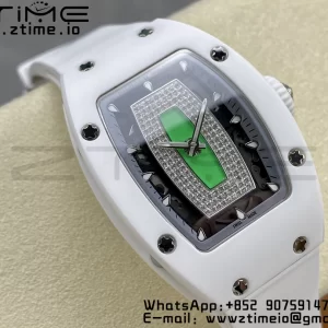 RICHARD MILLERM RM007 RM07-01 Ceramic BBA Best Edition Black dial with diamond centre on White Rubber Strap - Super Clone Watch | 1:1 Best Version