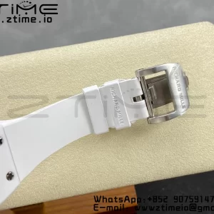 RICHARD MILLERM RM007 RM07-01 Ceramic BBA Best Edition Black dial with diamond centre on White Rubber Strap - Super Clone Watch | 1:1 Best Version