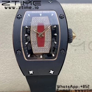 RICHARD MILLERM RM007 RM07-01 Black  Ceramic BBA Best Edition Black  dial with diamond centre on Black Rubber Strap - Super Clone Watch | 1:1 Best Version