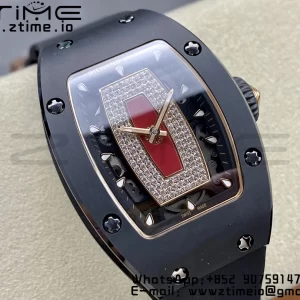 RICHARD MILLERM RM007 RM07-01 Black  Ceramic BBA Best Edition Black  dial with diamond centre on Black Rubber Strap - Super Clone Watch | 1:1 Best Version