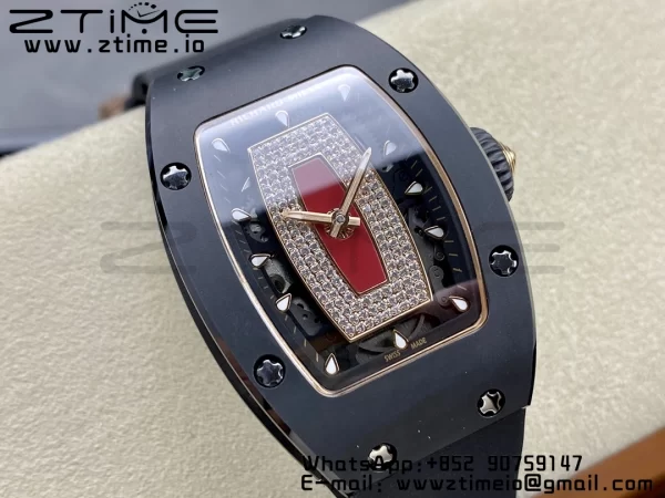 RICHARD MILLERM RM007 RM07-01 Black  Ceramic BBA Best Edition Black  dial with diamond centre on Black Rubber Strap - Super Clone Watch | 1:1 Best Version