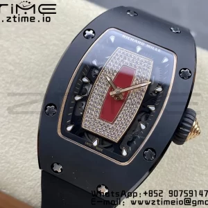 RICHARD MILLERM RM007 RM07-01 Black  Ceramic BBA Best Edition Black  dial with diamond centre on Black Rubber Strap - Super Clone Watch | 1:1 Best Version
