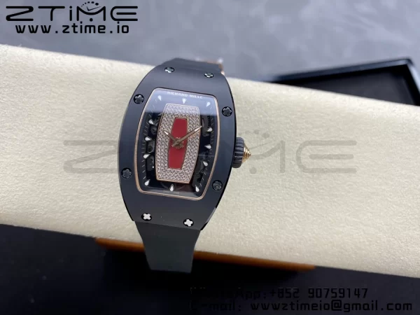 RICHARD MILLERM RM007 RM07-01 Black  Ceramic BBA Best Edition Black  dial with diamond centre on Black Rubber Strap - Super Clone Watch | 1:1 Best Version