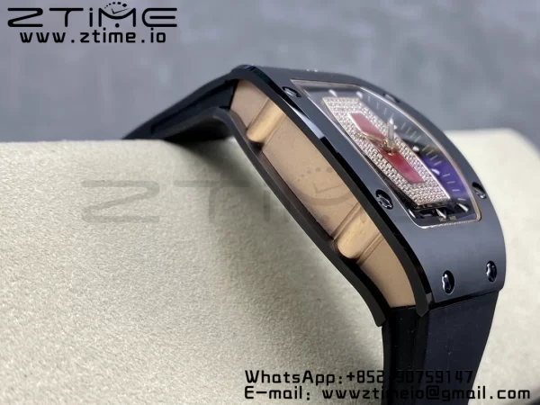 RICHARD MILLERM RM007 RM07-01 Black  Ceramic BBA Best Edition Black  dial with diamond centre on Black Rubber Strap - Super Clone Watch | 1:1 Best Version