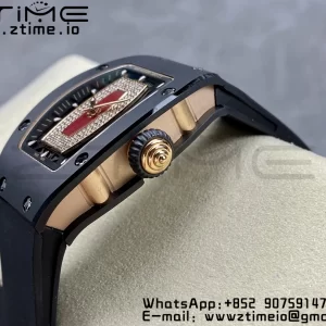 RICHARD MILLERM RM007 RM07-01 Black  Ceramic BBA Best Edition Black  dial with diamond centre on Black Rubber Strap - Super Clone Watch | 1:1 Best Version