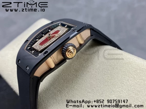 RICHARD MILLERM RM007 RM07-01 Black  Ceramic BBA Best Edition Black  dial with diamond centre on Black Rubber Strap - Super Clone Watch | 1:1 Best Version