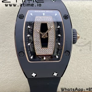 RICHARD MILLERM RM007 RM07-01 Black  Ceramic BBA Best Edition Black  dial with diamond centre on Black Rubber Strap - Super Clone Watch | 1:1 Best Version