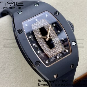 RICHARD MILLERM RM007 RM07-01 Black  Ceramic BBA Best Edition Black  dial with diamond centre on Black Rubber Strap - Super Clone Watch | 1:1 Best Version