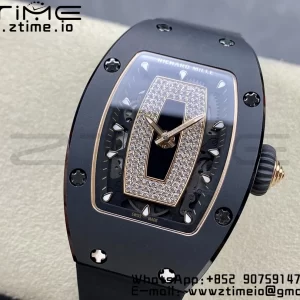 RICHARD MILLERM RM007 RM07-01 Black  Ceramic BBA Best Edition Black  dial with diamond centre on Black Rubber Strap - Super Clone Watch | 1:1 Best Version