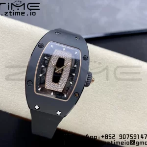 RICHARD MILLERM RM007 RM07-01 Black  Ceramic BBA Best Edition Black  dial with diamond centre on Black Rubber Strap - Super Clone Watch | 1:1 Best Version