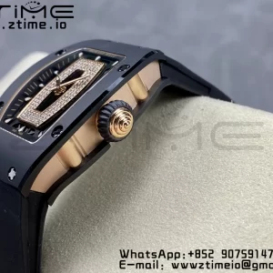 RICHARD MILLERM RM007 RM07-01 Black  Ceramic BBA Best Edition Black  dial with diamond centre on Black Rubber Strap - Super Clone Watch | 1:1 Best Version