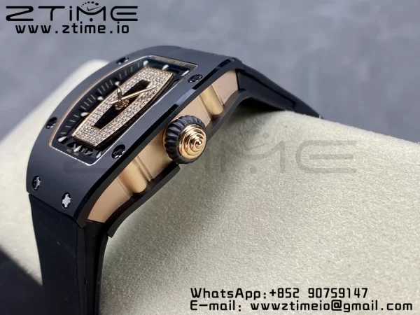 RICHARD MILLERM RM007 RM07-01 Black  Ceramic BBA Best Edition Black  dial with diamond centre on Black Rubber Strap - Super Clone Watch | 1:1 Best Version