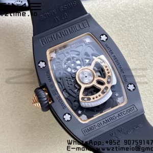 RICHARD MILLERM RM007 RM07-01 Black  Ceramic BBA Best Edition Black  dial with diamond centre on Black Rubber Strap - Super Clone Watch | 1:1 Best Version