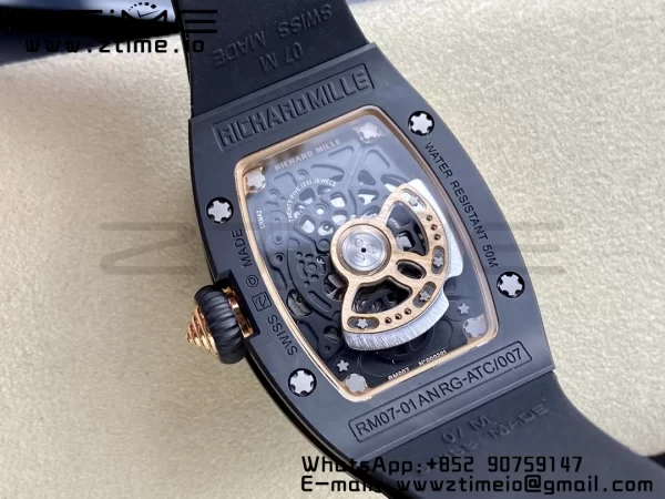 RICHARD MILLERM RM007 RM07-01 Black  Ceramic BBA Best Edition Black  dial with diamond centre on Black Rubber Strap - Super Clone Watch | 1:1 Best Version