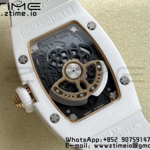 RICHARD MILLERM RM007 RM07-01 Ceramic BBA Best Edition Quadrante nero con diamante centrale su cinturino in gomma bianca - Orologio Super Clone | 1:1 Best Version