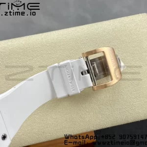 RICHARD MILLERM RM007 RM07-01 セラミックBBAベストエディション ブラックダイアル、ダイヤモンドセンター、ホワイトラバーストラップ - スーパークローンウォッチ｜1:1ベストバージョン