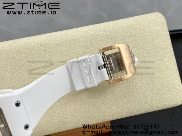 RICHARD MILLERM RM007 RM07-01 セラミックBBAベストエディション ブラックダイアル、ダイヤモンドセンター、ホワイトラバーストラップ - スーパークローンウォッチ｜1:1ベストバージョン
