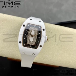 RICHARD MILLERM RM007 RM07-01 Ceramic BBA Best Edition Black Dial with Diamond Centre on White Rubber Strap - Super Clone Watch | 1:1 Best Version