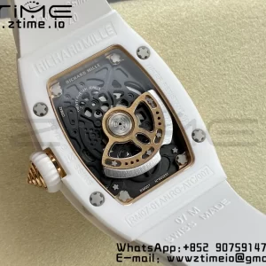 RICHARD MILLERM RM007 RM07-01 Ceramic BBA Best Edition Black Dial with Diamond Centre on White Rubber Strap - Super Clone Watch | 1:1 Best Version