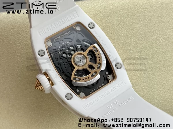 RICHARD MILLERM RM007 RM07-01 Ceramic BBA Best Edition Black Dial with Diamond Centre on White Rubber Strap - Super Clone Watch | 1:1 Best Version