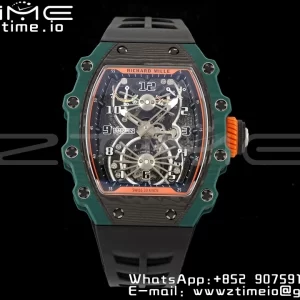 RICHARD MILLERM RM21-02 Tourbillon NTPT RMF Best Edition Skeleton Dial on Black Rubber Strap - Super Clone Watch | 1:1 Best Version