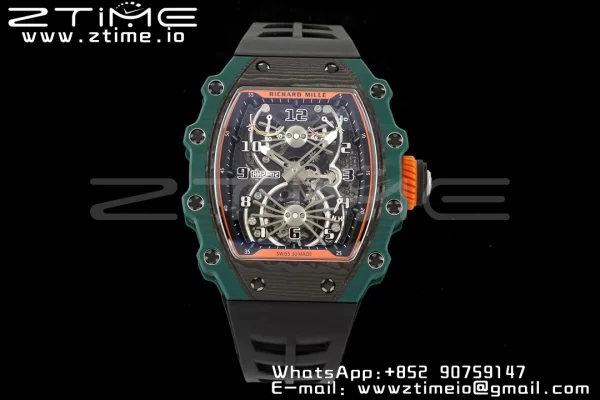 RICHARD MILLERM RM21-02 Tourbillon NTPT RMF Best Edition Skeleton Dial με μαύρο λουράκι από καουτσούκ - Super Clone Watch | 1:1 Best Version