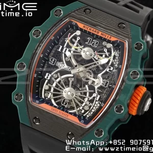 RICHARD MILLERM RM21-02 Tourbillon NTPT RMF Best Edition Skeleton Dial με μαύρο λουράκι από καουτσούκ - Super Clone Watch | 1:1 Best Version