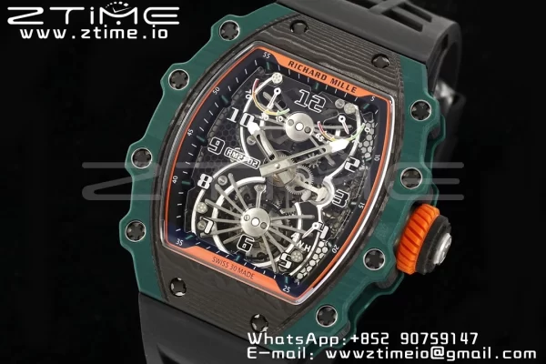 RICHARD MILLERM RM21-02 Tourbillon NTPT RMF Best Edition Skeleton Dial με μαύρο λουράκι από καουτσούκ - Super Clone Watch | 1:1 Best Version